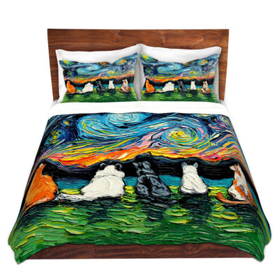 DiaNoche Duvet Covers Sets Microfiber by Aja Ann - van Gogh Cats 2