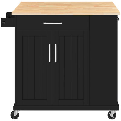 36″ H Kitchen Island Cart with Solid Wood Top and Storage by Yaheetech