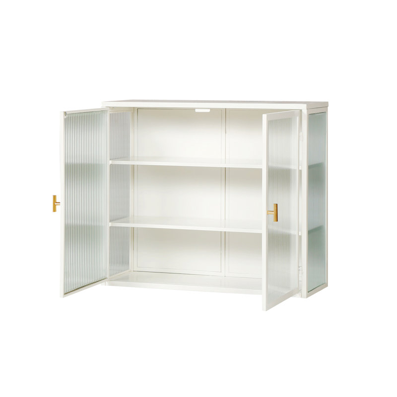 Armoire murale moderne à deux portes avec rangement à trois niveaux, buffet moderne et armoire d'appoint, Blanc