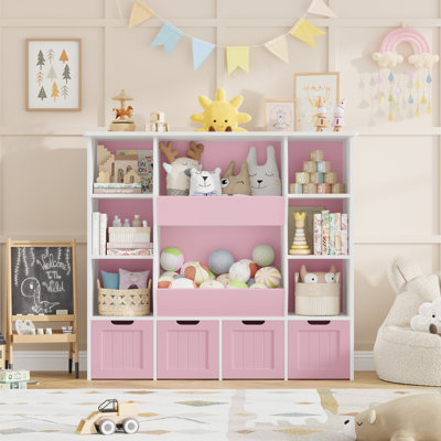 49'' W Kids Bookcase with 4 Removable Drawers, Cube Organizer