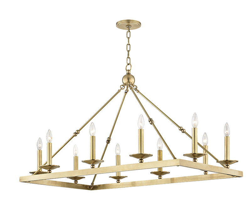 Allendale 10 - Light Shaded Pendant, Aged Brass