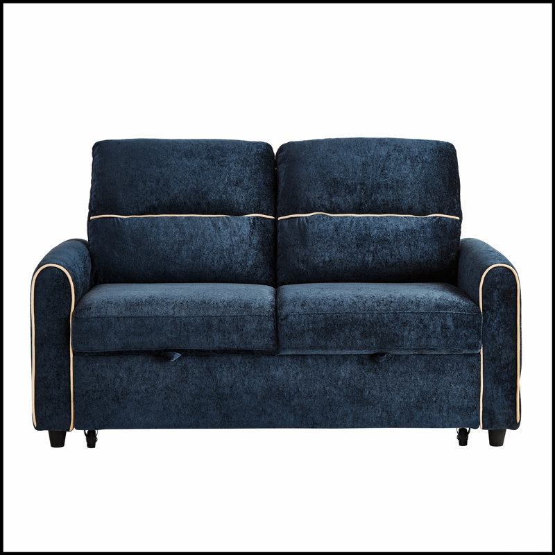 Canapé-lit en chenille, canapé-lit convertible de 58 pouces avec dossier réglable, poches latérales et ports de charge pour la vie moderne