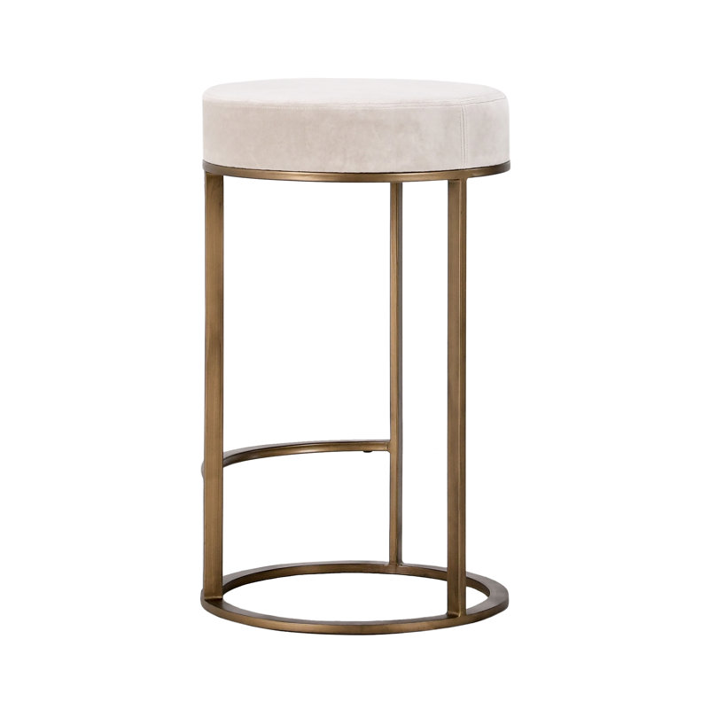 Tabouret de comptoir Bertrad Quinn, Siège naturel / structure en laiton
