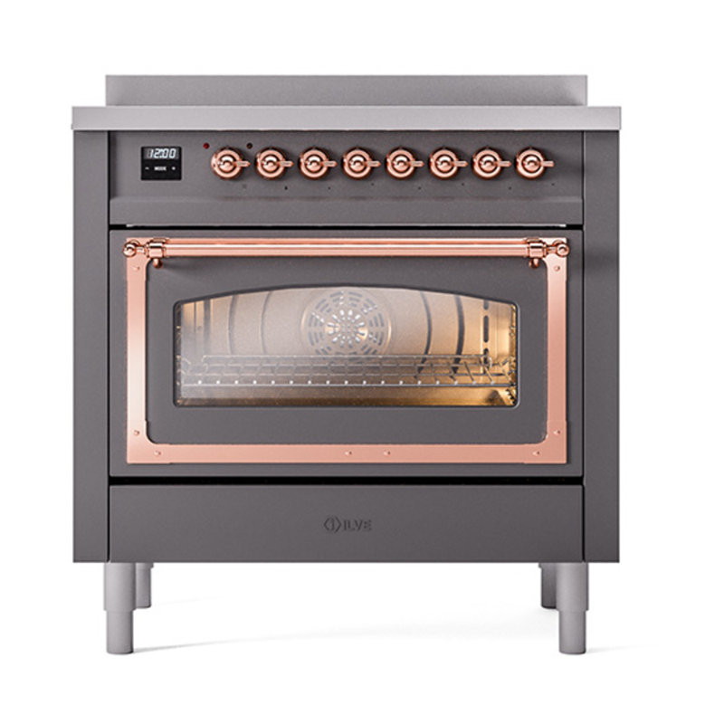 ILVE Nostalgie II Noblesse 36 in Induction Range, Graphite Matte/Copper