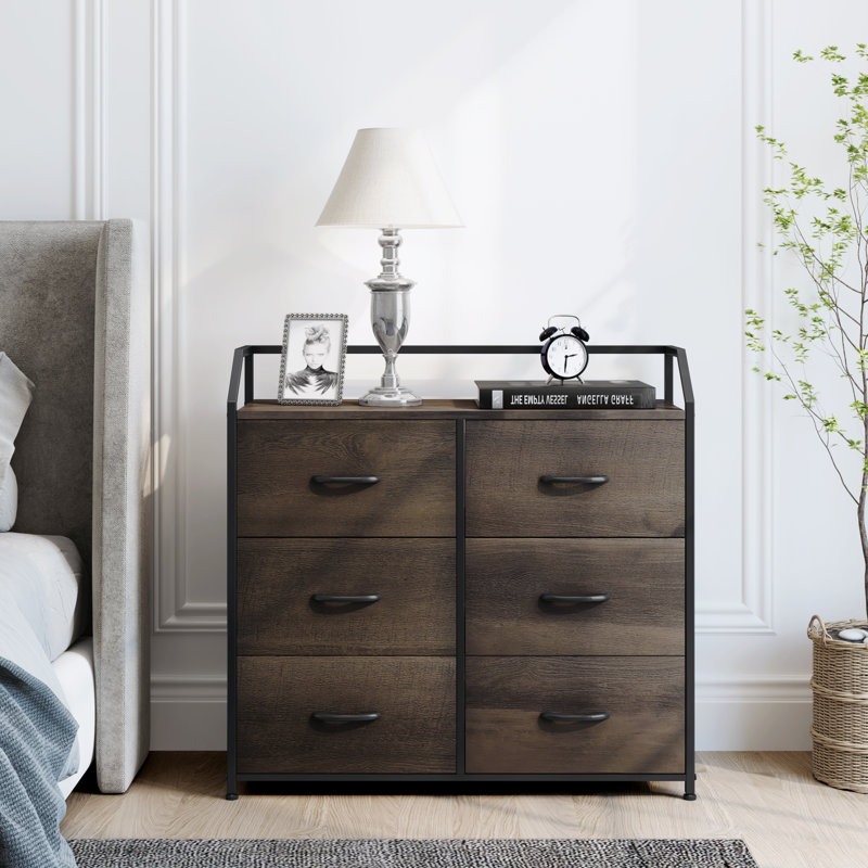 83.2cm W 6 - Drawer Chest of Drawers, Dark Brown/Black