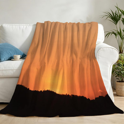 Jeté transparent en flanelle de polaire ultra douce, imprimé paysage naturel