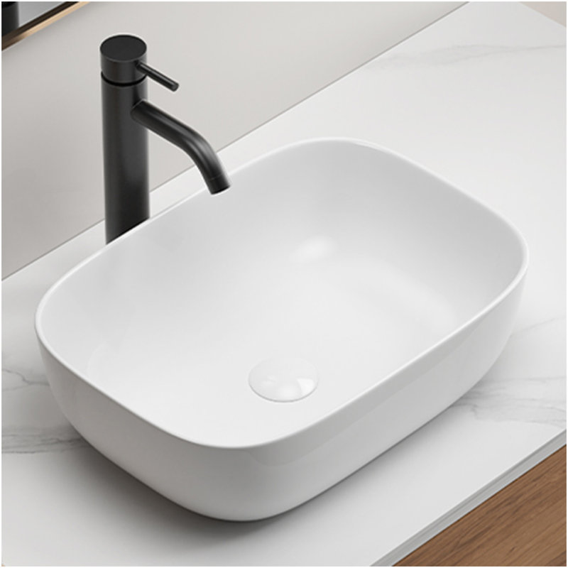 Bathroom Small Vessel Sink Above Counter White Porcelain Ceramic Oval Rectangle Bathroom Vanity Sink Bowl Lavatory Wash Basin
