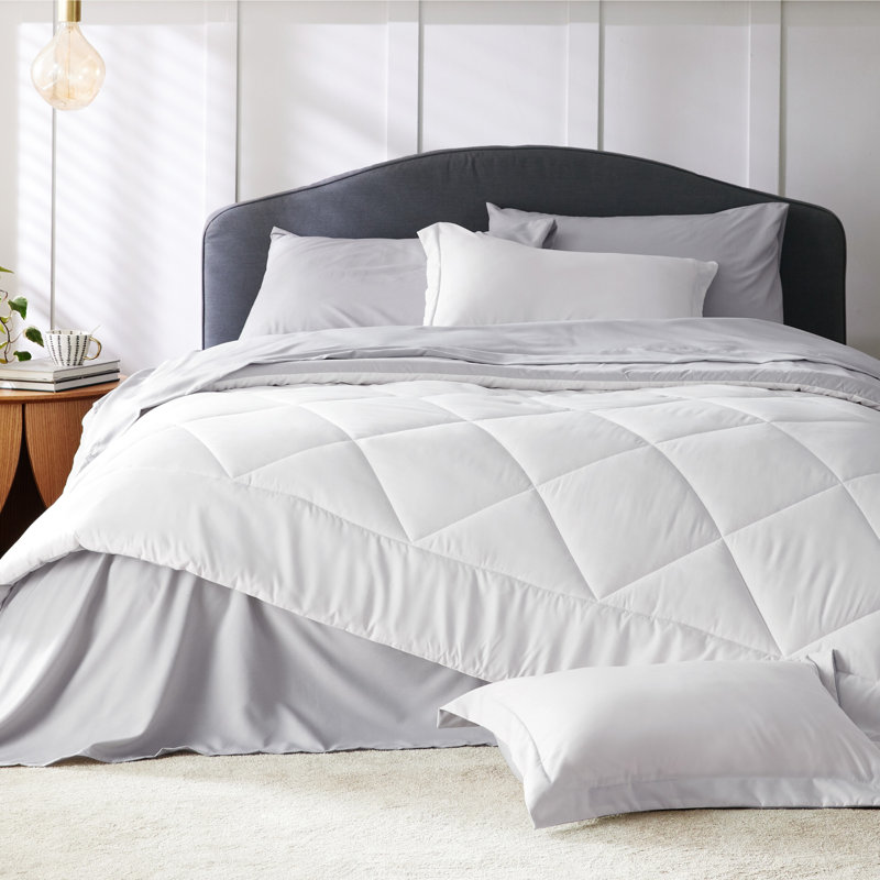 Best Seller Bedsure Comforter Set Reversible Bedding for All Seasons-89GSM, Twin Comforter + 2 Additional Pieces, White