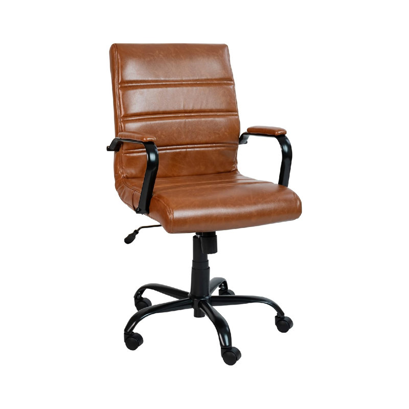 Fauteuil de bureau pivotant avec cadre noir Leathersoft