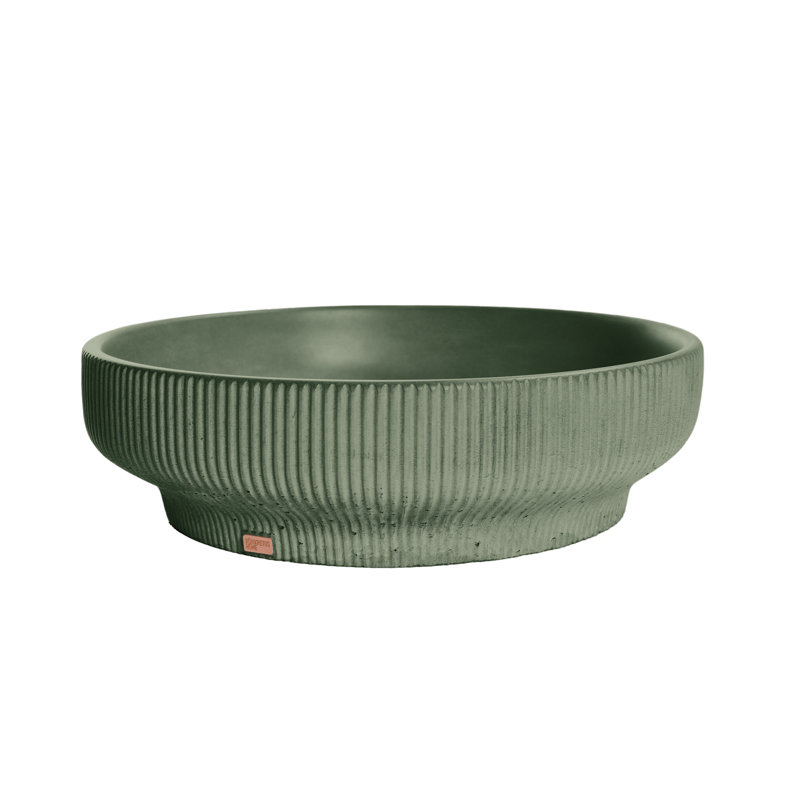 Konkretus Lotus 14.5'' Concrete Circular Bathroom Sink, Amazonic Green