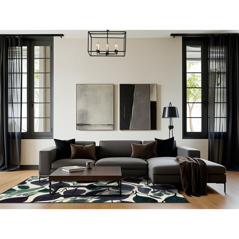 Nebula Leaves Rug, Rectangle 6' x 9'