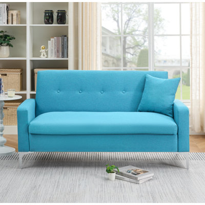 Canapé double confortable de 57 pouces: avec fonction de rangement intégré, il convient aux salons, aux appartements et aux bureaux à domicile, et peut également jouer avec des esthétiques pratiques dans de petits espaces, bleu