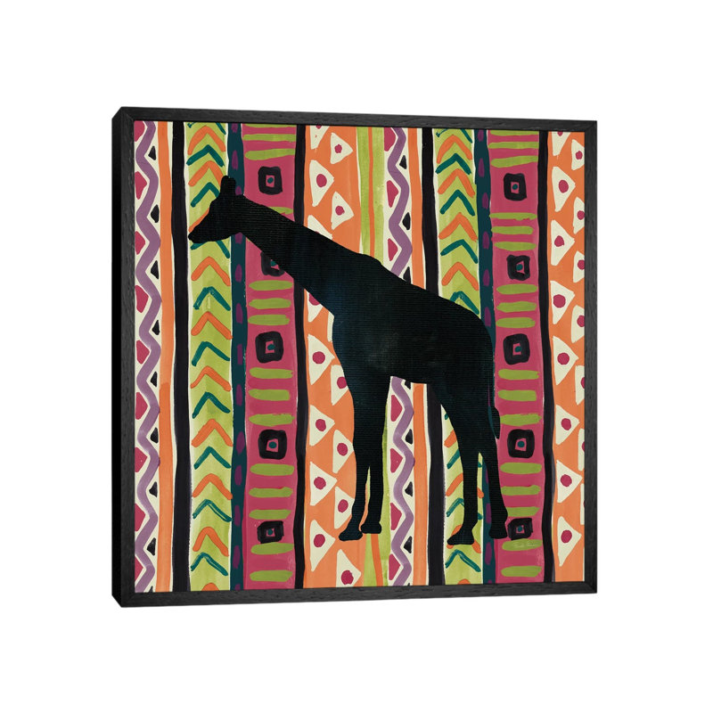 African Animal III Jewel by Farida Zaman - Print on Canvas, Black Framed, 93.98cm H x 93.98cm W x 3.81cm D