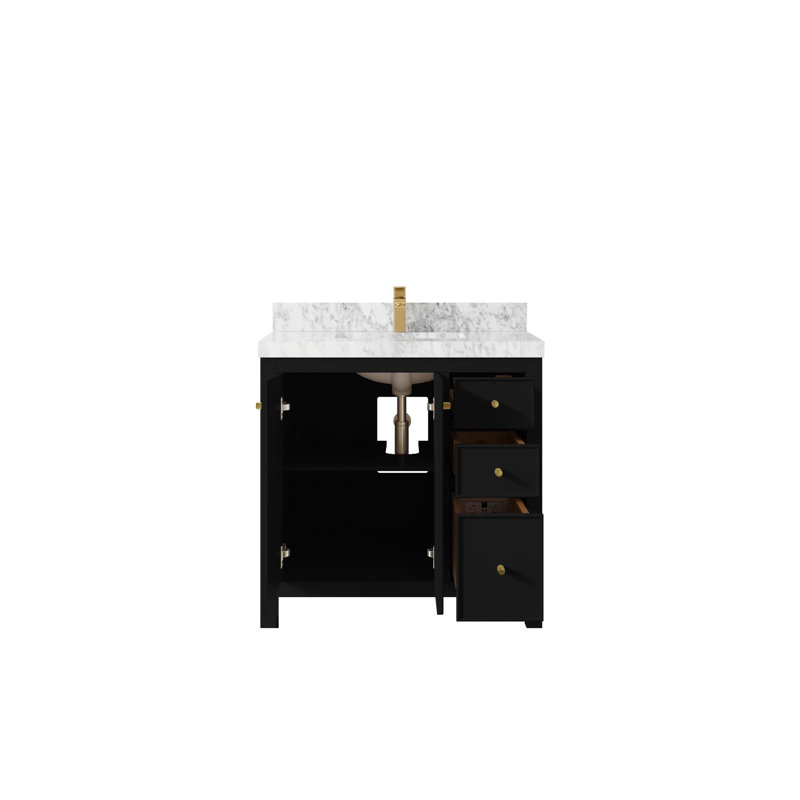 Ensemble de meuble-lavabo simple 36 po Chicago, Marbre de Carrare