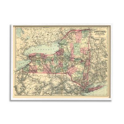 " Historic New York US State Map Vintage Cartography " by Daphne Polselli