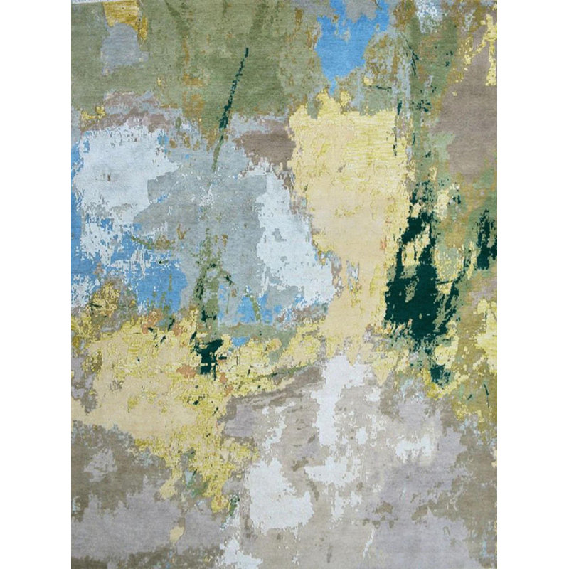 Tapis décoratif moderne multicolore à motifs abstraits de la collection Barcelona, Rectangle 4 pi 7,12 po x 6 pi 6,74 po