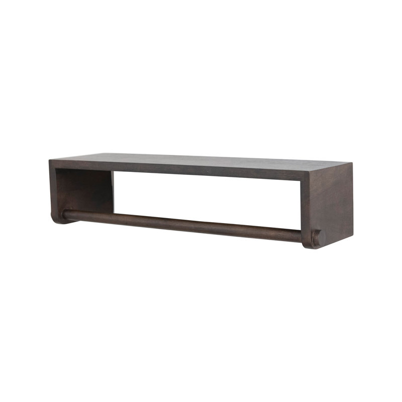 Mango Wood Wall Shelf with Rod