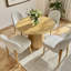 Ensemble de salle à manger 5 pièces en placage de chêne avec table ronde de 42 po et 4 chaises en lin-101096146