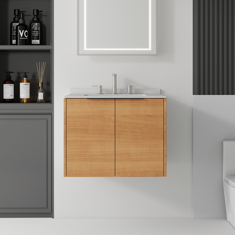 Meuble-lavabo flottant avec lavabo, Oak, 24" W