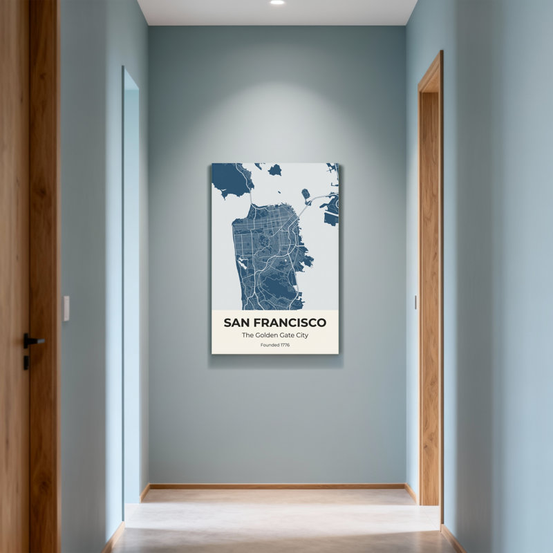 «Scenic & Cityscapes San Francisco City Map Print Design», H 18 po x l 12 po
