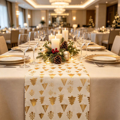 Décoration de Noël 28 x 275 cm Bannières de table de Noël Nappe festive pour table à manger Décoration de table pour fête à la maison