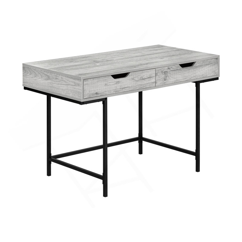 Computer Desk, Home Office, Laptop, Storage Drawers, 48"L, Work, Grey Laminate, Black Metal, Contemporary, Modern, Grey/Black