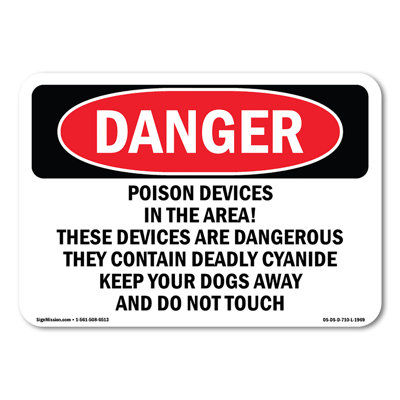 Poison Devices In The Area Plastic Sign 10" X 7"