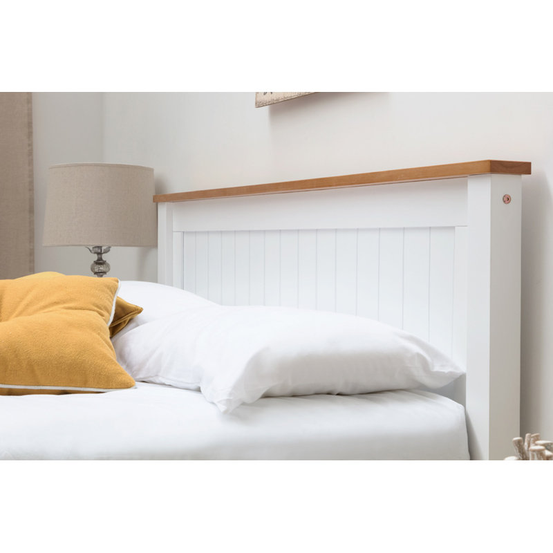 Aubrey Solid Wood Bed with Mattress, White, Kingsize (5'), 23cm King Spring