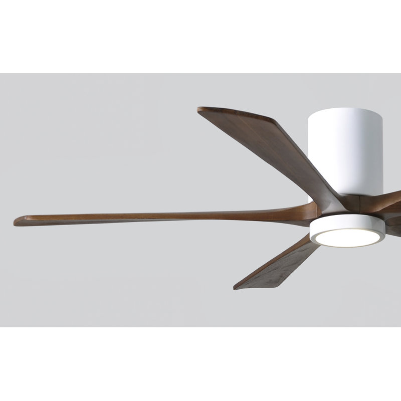 Irene Flushmount Light Kit 5 Blade LED Ceiling Fan, Walnut Tone, 60", Gloss White