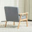 Accent Chair Wood Frame With Thick Linen Cushions Wide Seat Armchair Home Furniture Bedroom Office-605322473