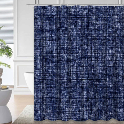 Rideau de douche abstrait abstrait indigo avec 12 crochets