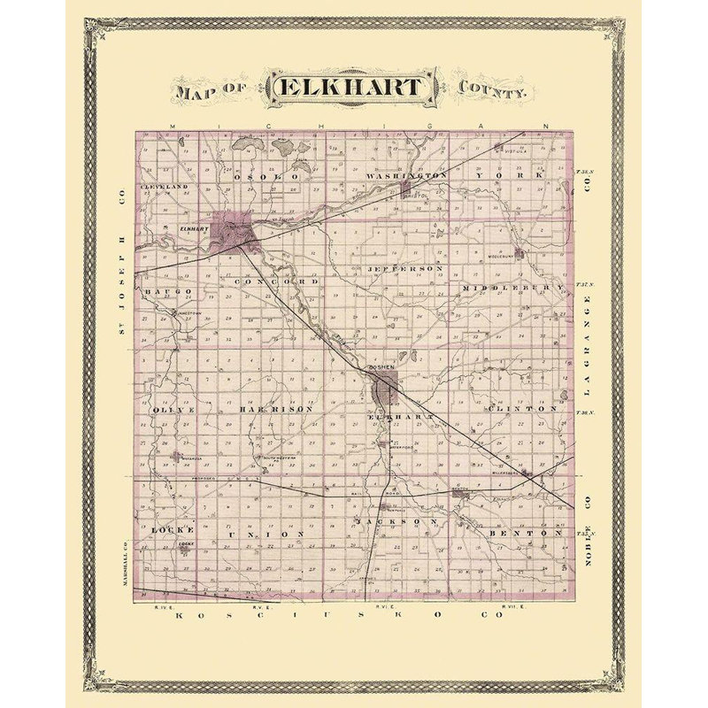 Art sur toile tendue par Williston Forge Andreas, Elkhart Indiana Landowner, Andreas, 1876, H 18 po x l 15 po