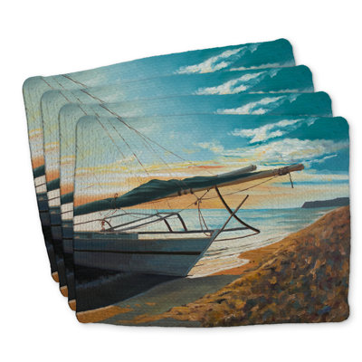 Peaceful Seaside Braided Polyester Placemats Set of 4 Decor