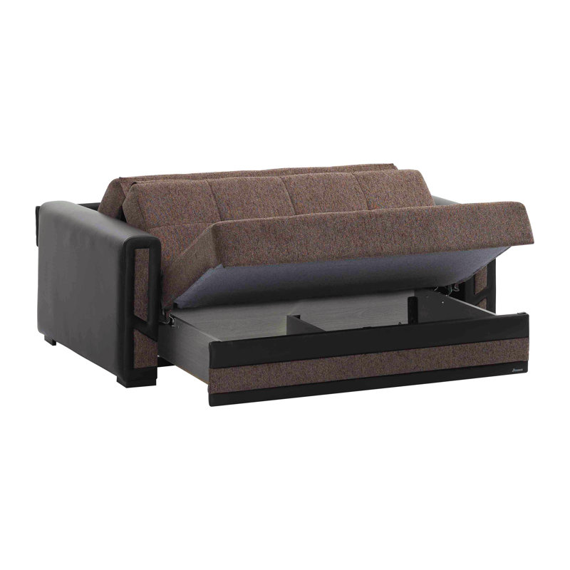 Causeuse convertible rembourrée avec rangement, causeuse en chenille pour chambre à coucher, Brun