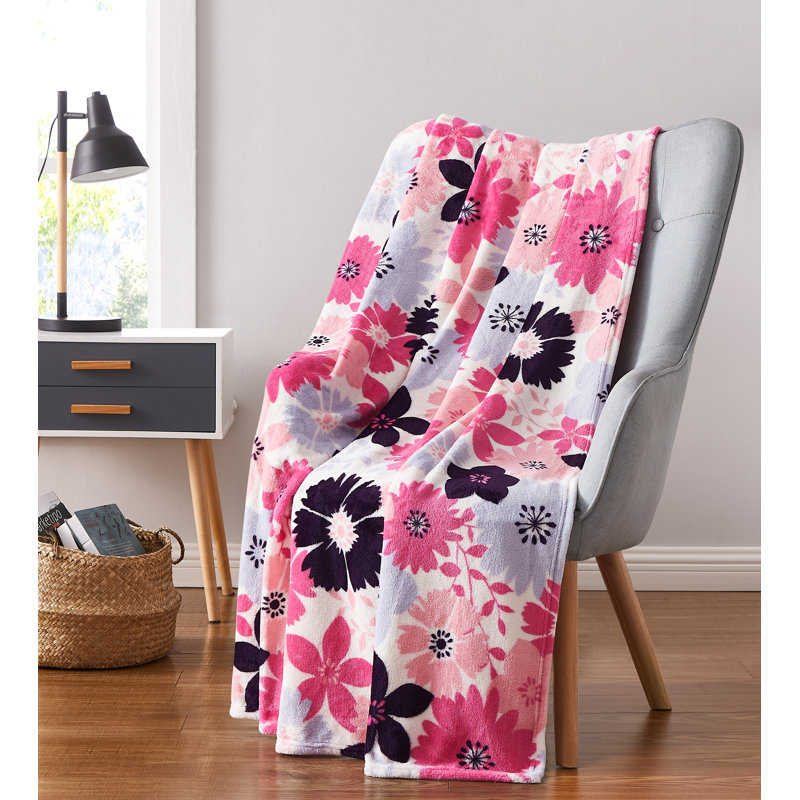 Novelty Star Cowboy Flannel Throw ????, Pink Floral, 50" W x 60" L
