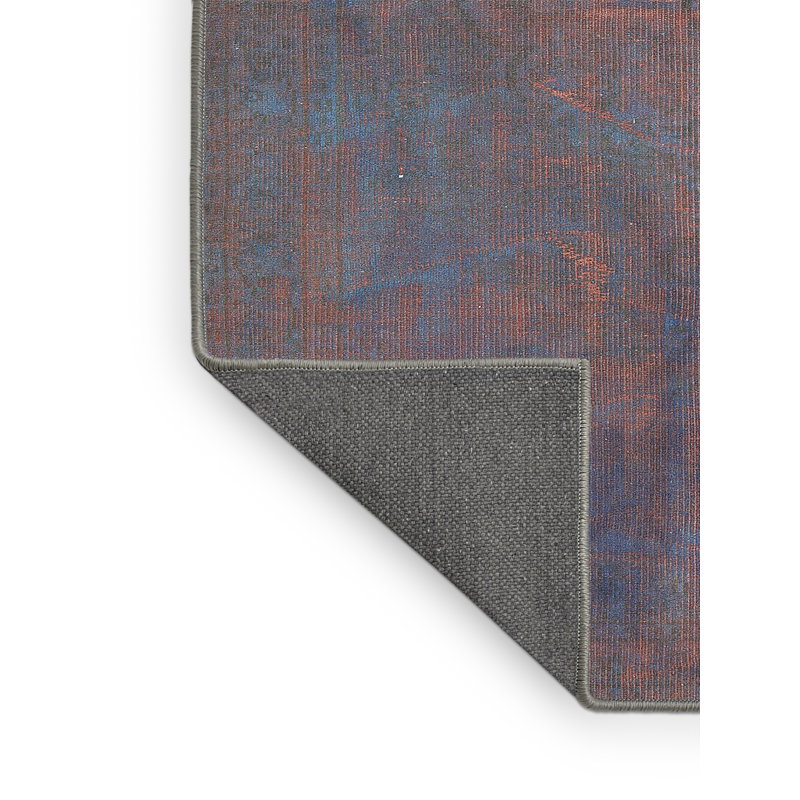 Tapis rouge/bleu traditionnel, Rectangle 2 pi x 4 pi