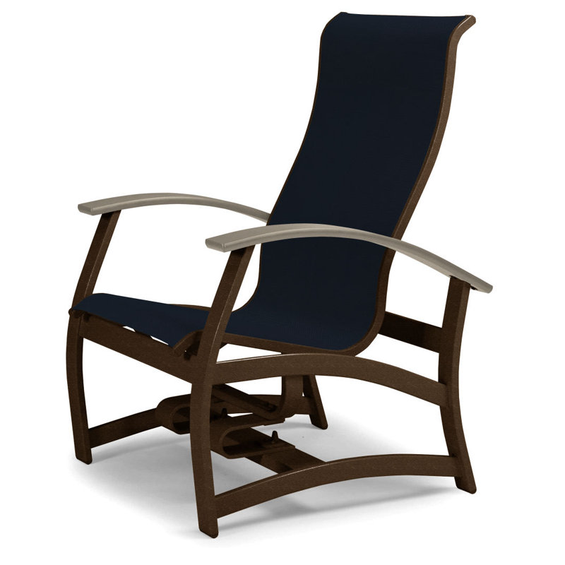 Askar Swivel Powder Coated Aluminum Outdoor Lounge Chair, Navy 13D Sunbrella®, Desert P60, Textured Kona