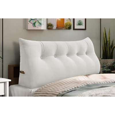 Sit-up Back Comfort 100% Cotton Velvet Wedge Headboard Reading Pillow with Removable & Washable Cover