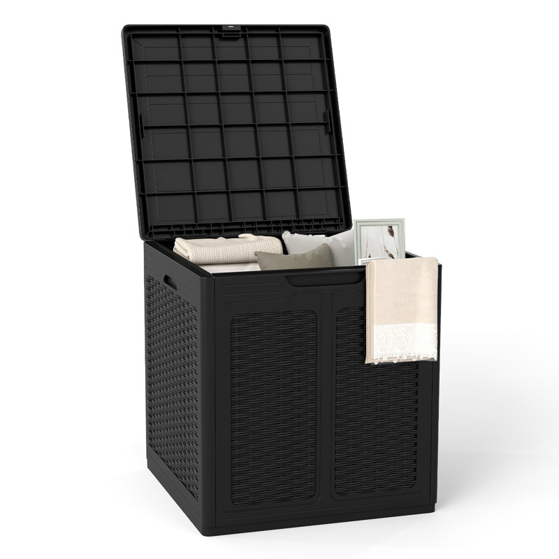 Costway 56cm W 145L Polyethylene Plastic Lockable Deck Box in Black