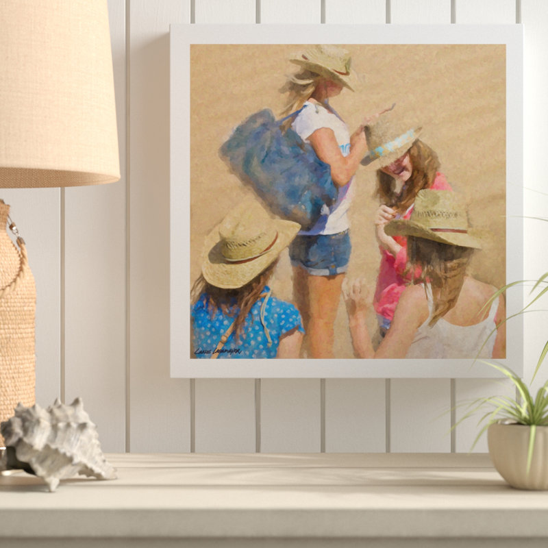 « filles on the beach », reproduction de peinture à l’acrylique sur toile tendue, H 35 po x l 35 po x P 2 po
