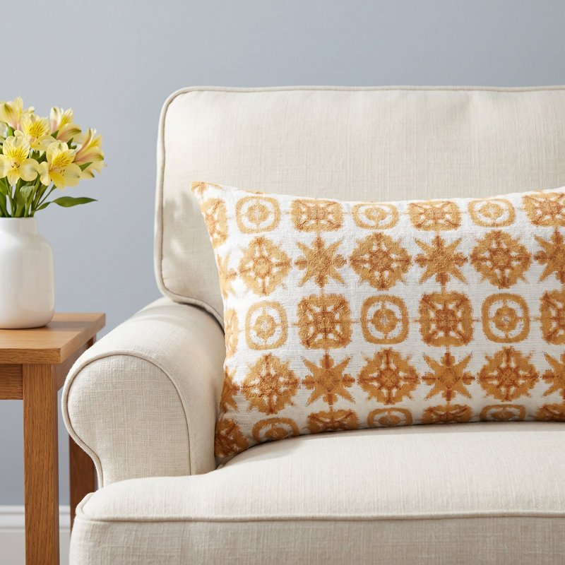 Liza Pillow Cover & Insert Rectangle in Orange/White