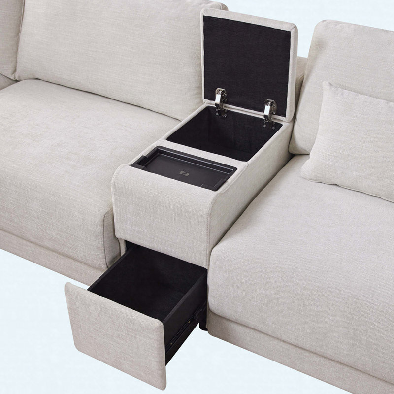 Latitude Run® Modular Sectional Sofa with Storage Console and Movable ...