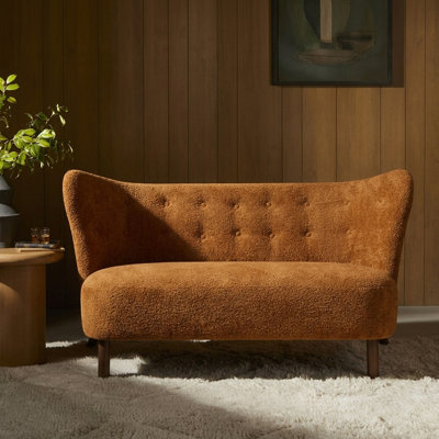 Lumina 57.87" Curved Back Comfy Loveseat Sofa Chair Without Arm for Small Spaces