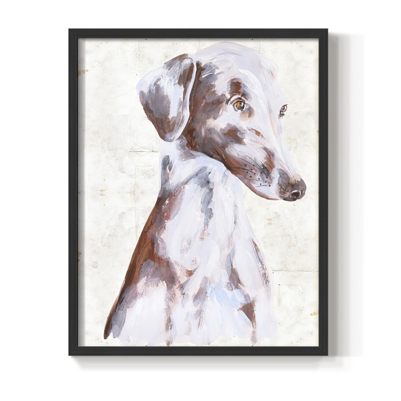 «Sitting Dog II», reproduction encadrée - bois massif, Noir, H 10 po x l 8 po