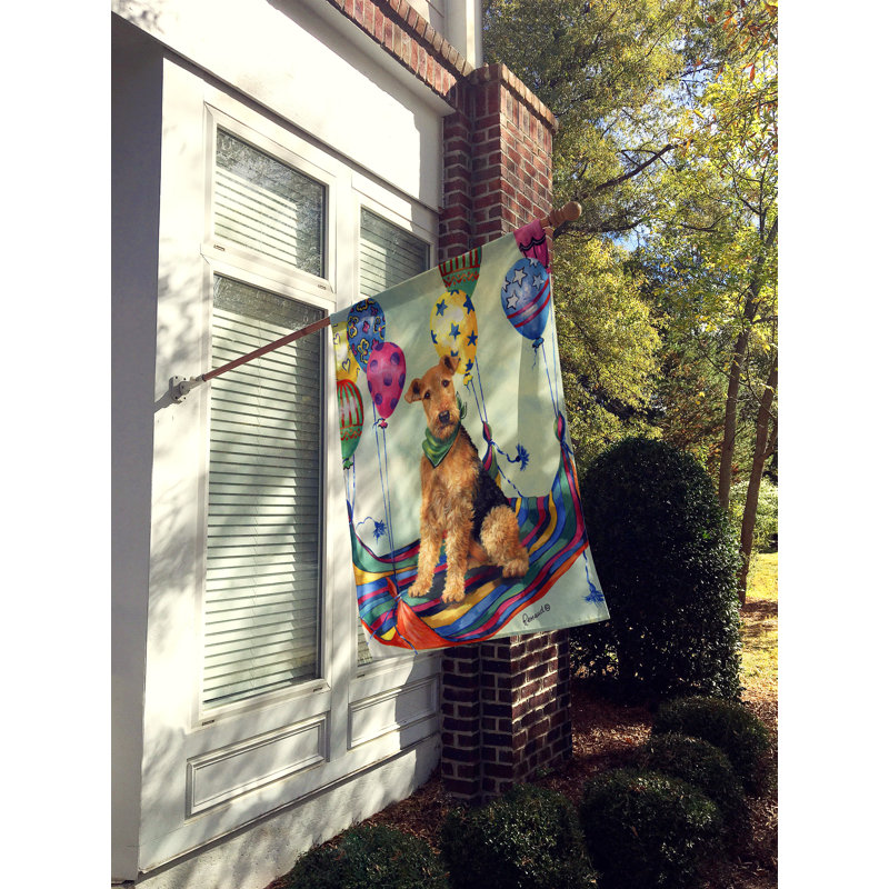 Drapeau de maison Hvidovre Sheltie Halloween en polyester à 2 faces 3 x 2 pi, Airedale Terrier qui saute haut