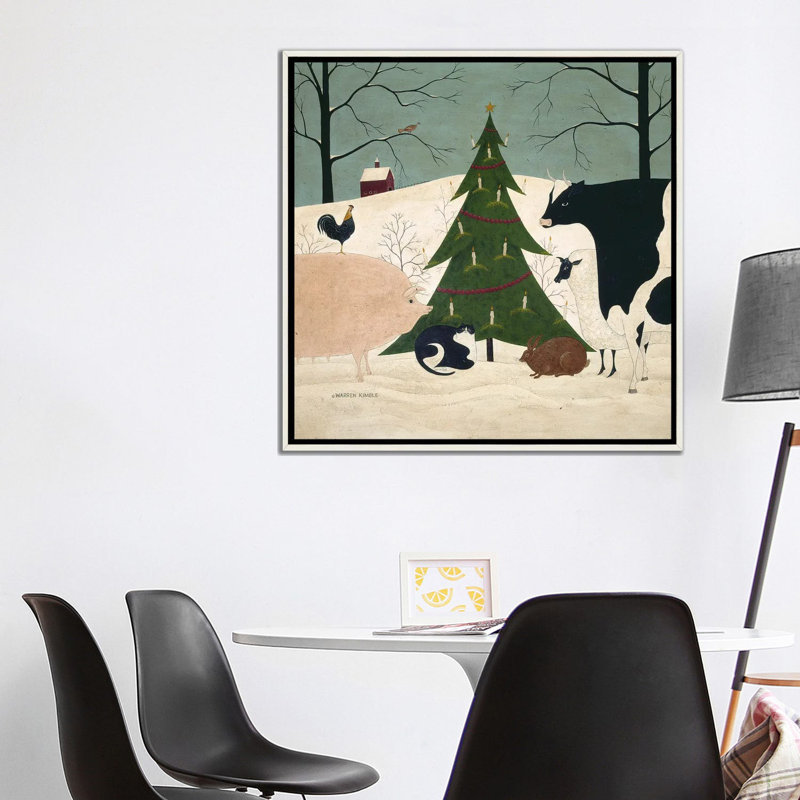 Invité de Noël - reproduction d'art murale - toile encadrée, H 37 po x l 37 po, Impression encadrée sans passe-partout