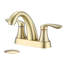 Robinet de salle de bain central 4 ", 4 poignées, or brossé avec bonde escamotable pour lavabo-135745865