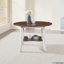 Table de salle à manger ronde, ferme moderne de 45,7 pouces, chêne foncé antique et blanc, tablette de rangement