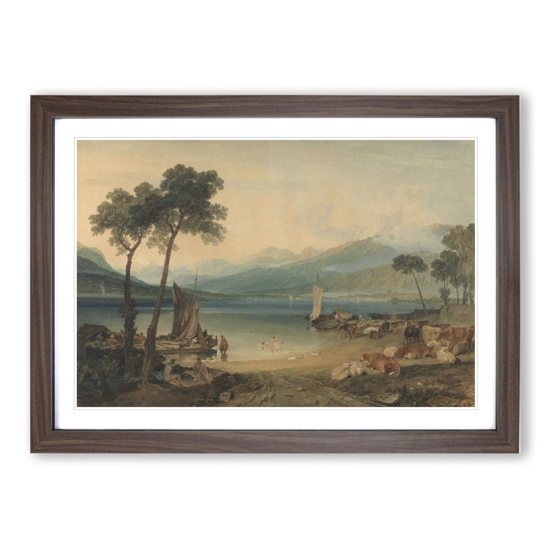 Lake Geneva by Joseph Mallord William Turner - Picture Frame Painting, Walnut Framed, 27cm H x 36cm W x 2cm D