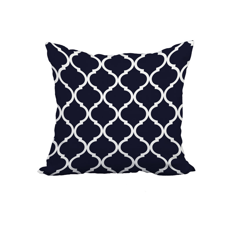 Housse et insert de coussin carré en coton à imprimé treillis, 18 po x 18 po, Bleu